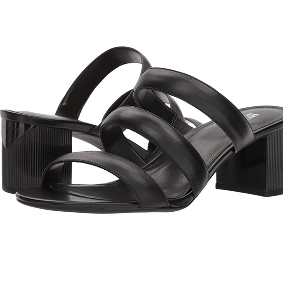 MICHAEL KORS PALOMA FLEX MULE BLACK LEATHERS SANDALS SIZE: 9:5 - Picture 2 of 6